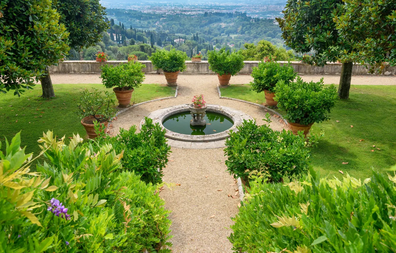 Photo wallpaper Italy, fountain, Tuscany, Medici villas
