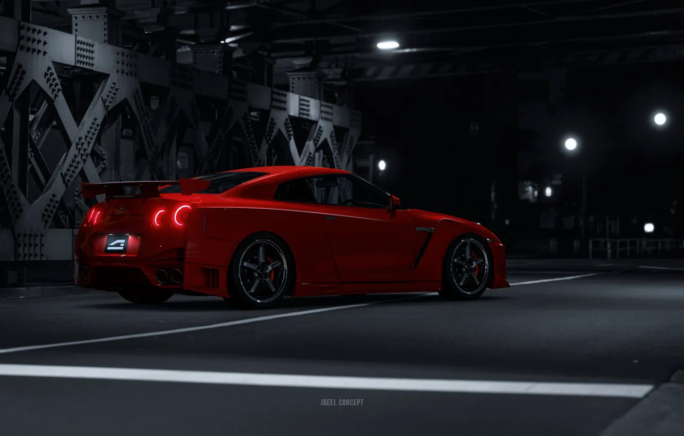 Photo wallpaper Red, Auto, Machine, Japan, Nissan, GT-R, Nissan GT-R, GT-R R35