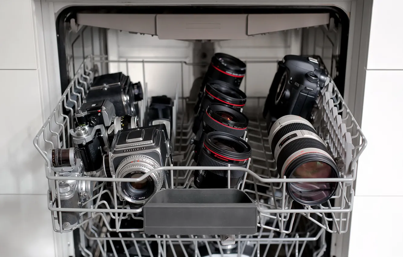 Photo wallpaper background, camera, dishwasher