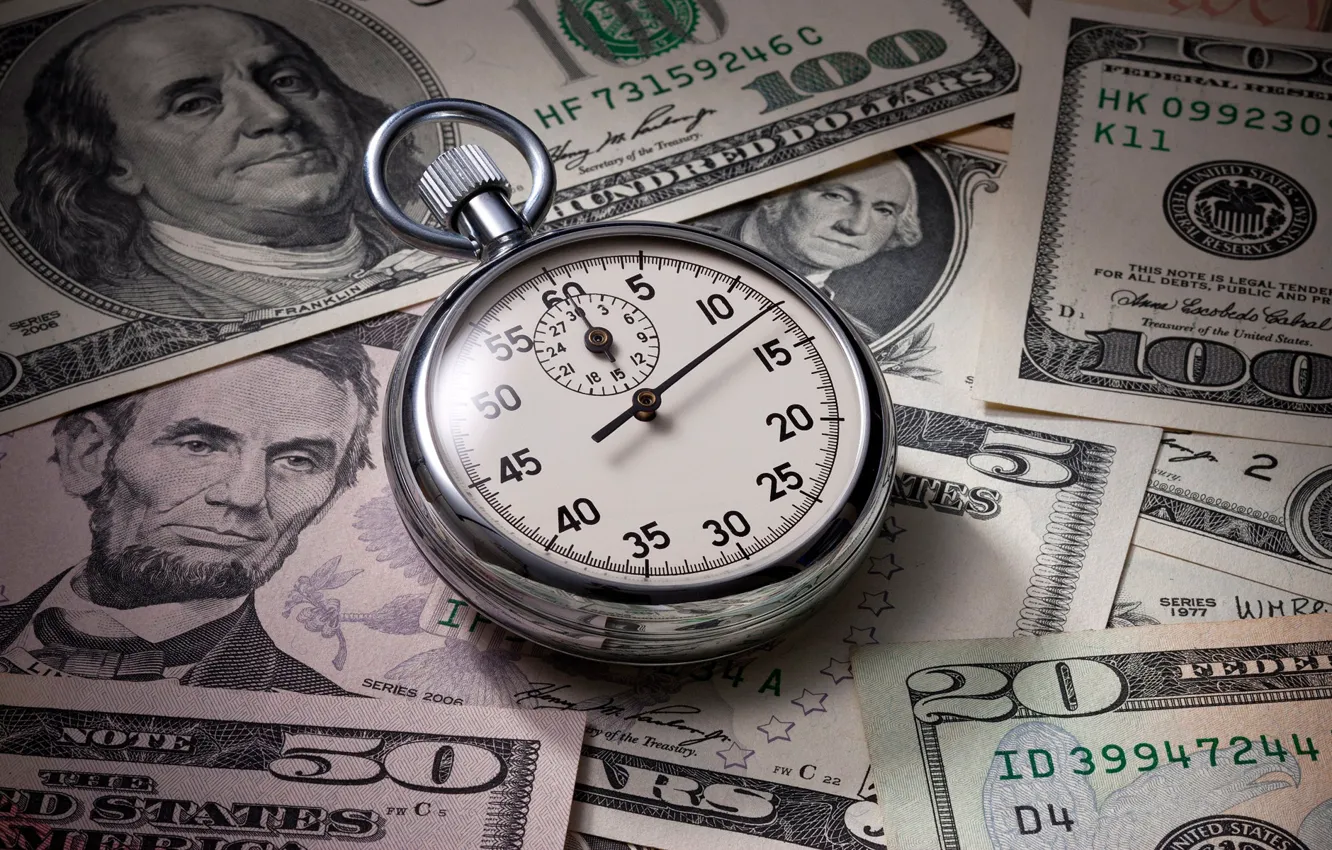 Photo wallpaper money, dollars, watch