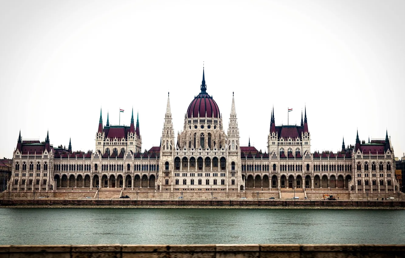 Photo wallpaper the city, the building, morning, architecture, Parliament, Hungary, Budapest, Budapest