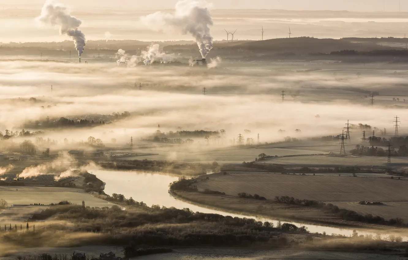 Photo wallpaper landscape, river, valley