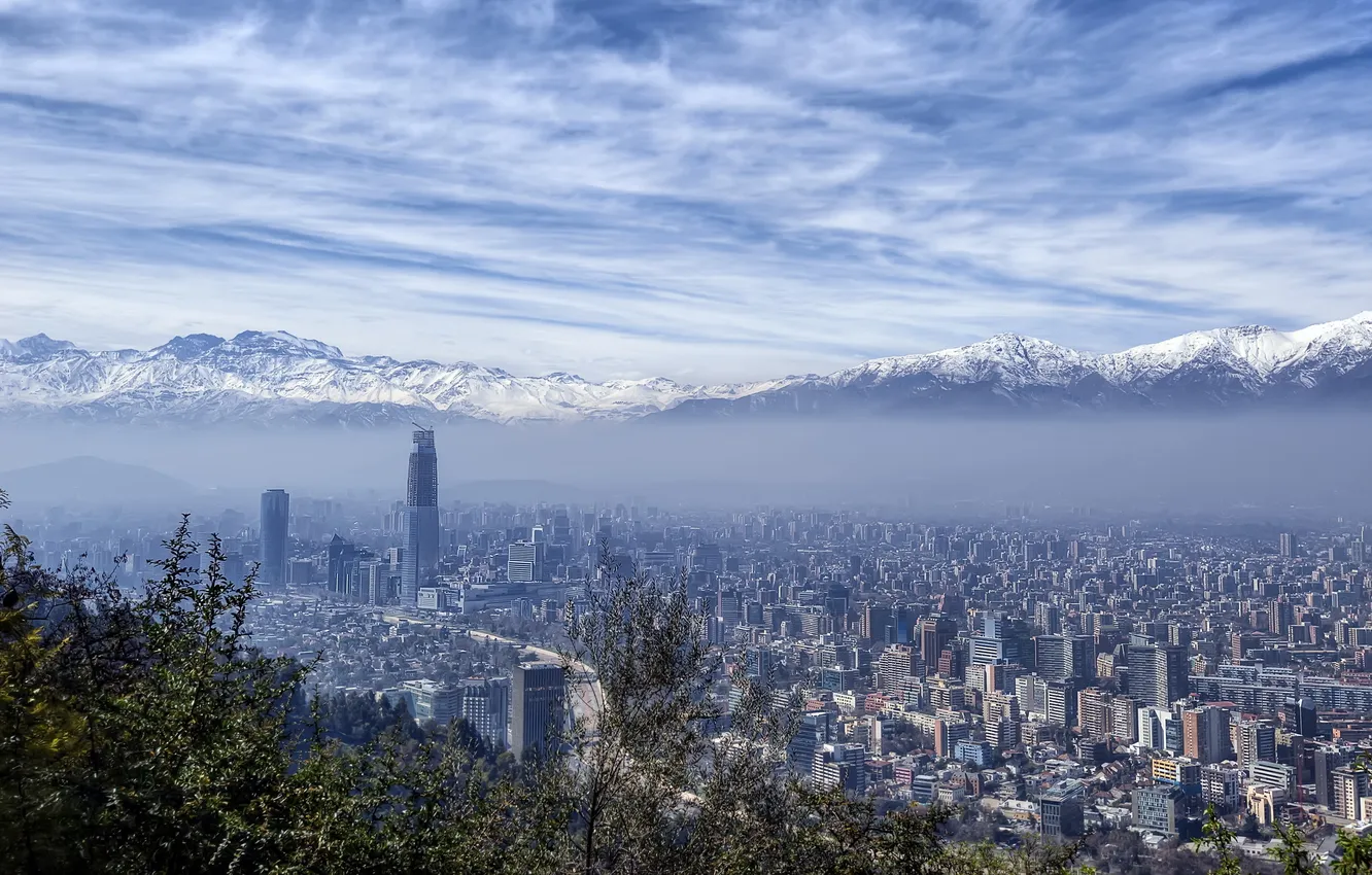 Photo wallpaper the sky, clouds, the city, perspective