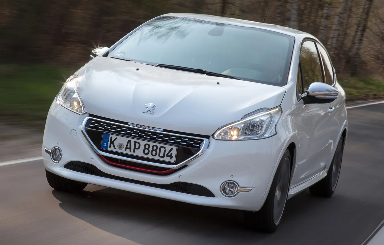 Photo wallpaper road, machine, white, Peugeot, Peugeot, GTI, 208