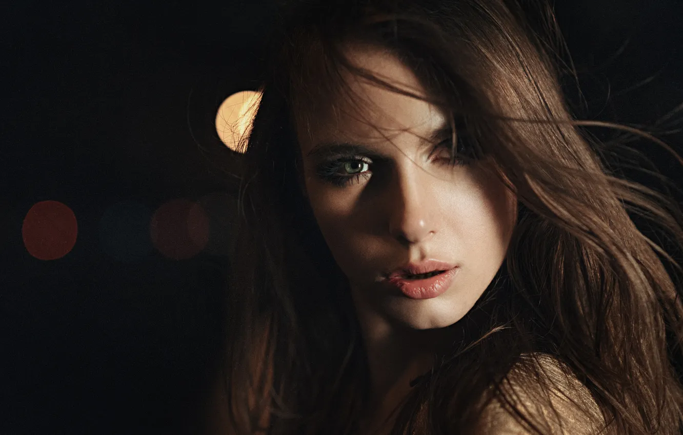 Photo wallpaper Girl, Look, Lips, Face, Hair, Beautiful, Viktoria Vishnevetskaya