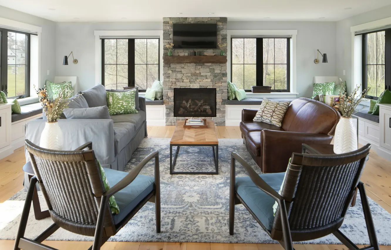 Photo wallpaper design, style, room, interior, chair, pillow, living room, upholstered furniture