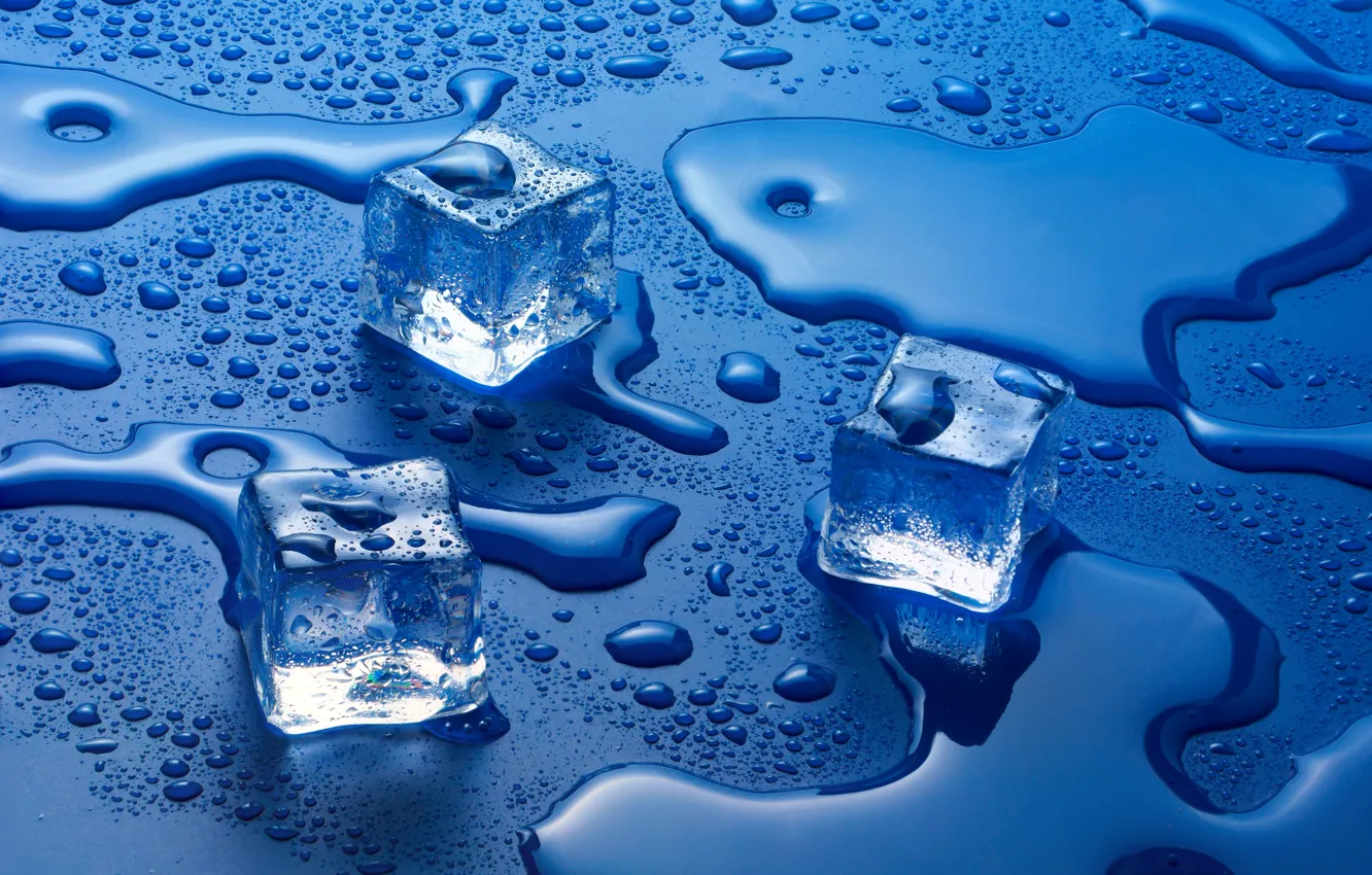 Photo wallpaper water, liquid, Ice cubes, solid state