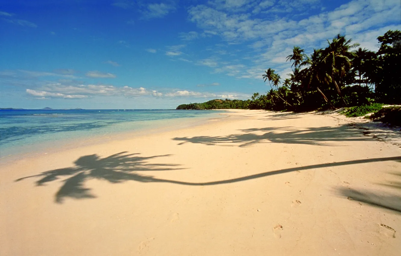 Photo wallpaper sand, beach, tropics, palm trees, the ocean, exotic, Figi