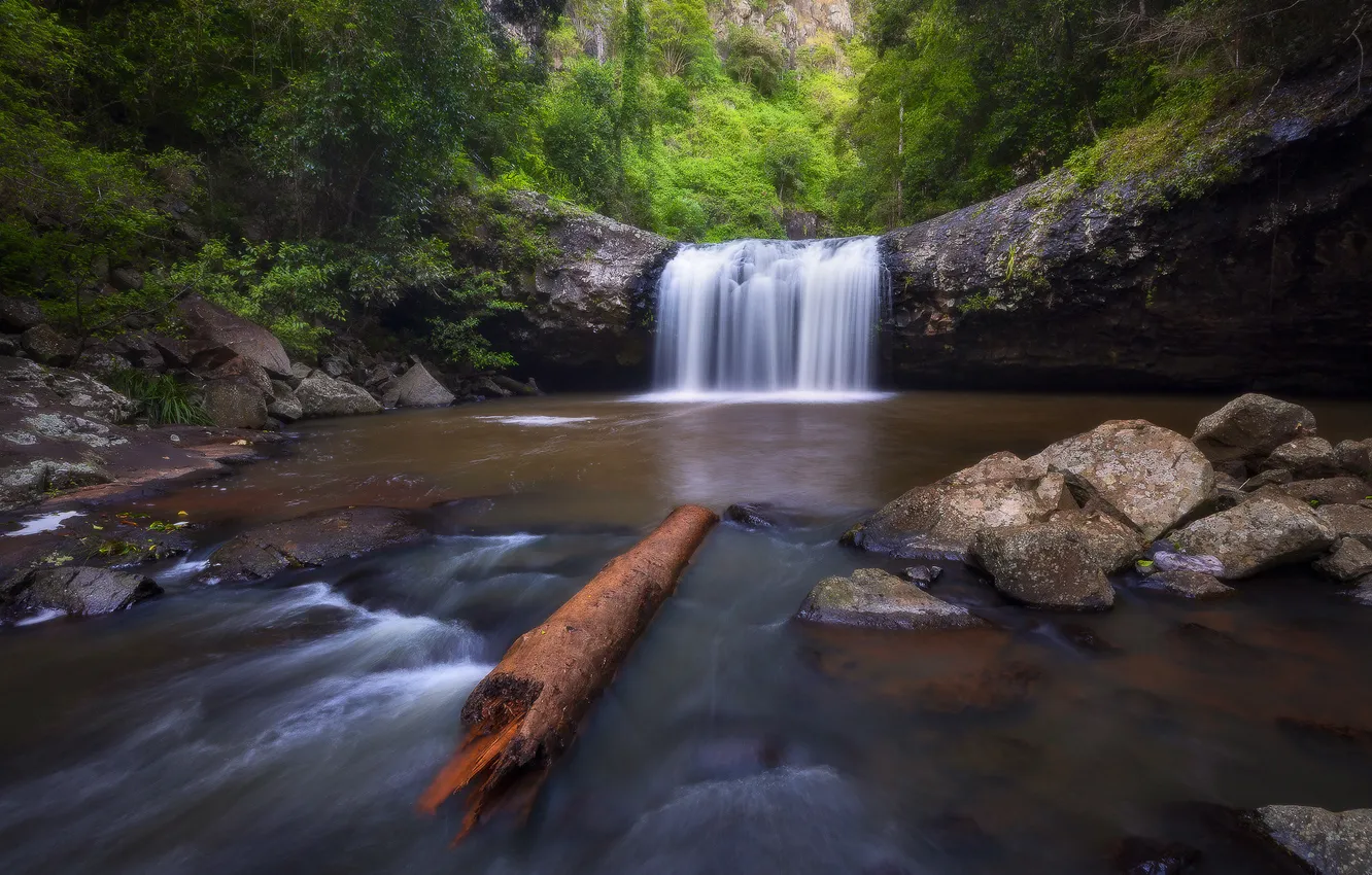Photo wallpaper summer, river, waterfall
