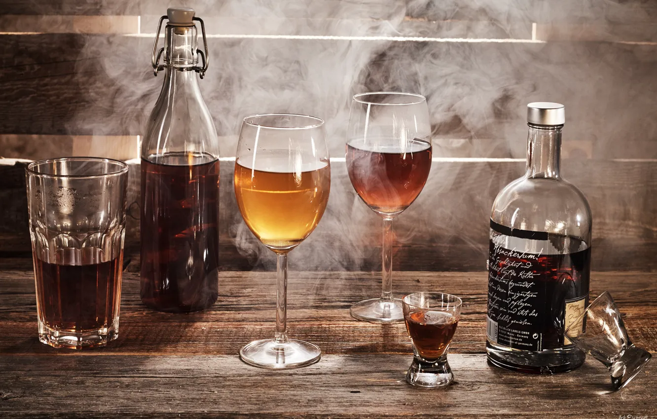 Photo wallpaper bottle, glasses, alcohol