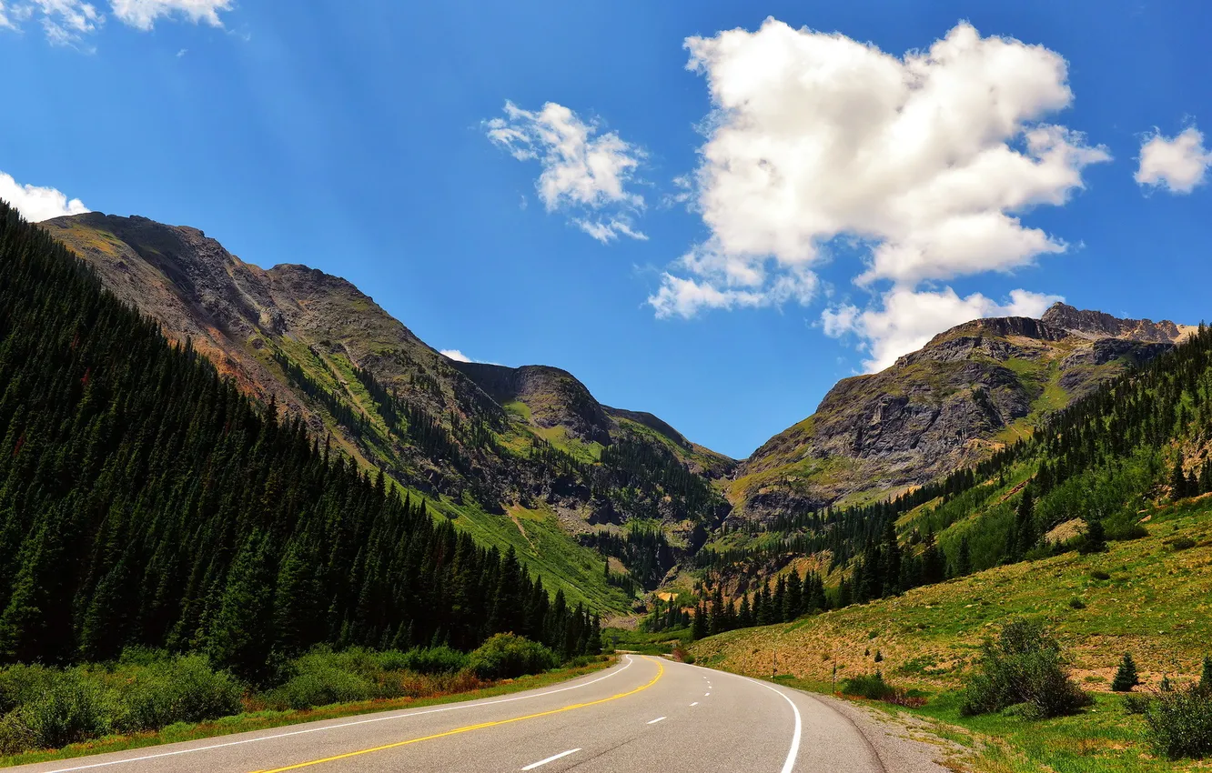 Photo wallpaper road, summer, landscape, mountains