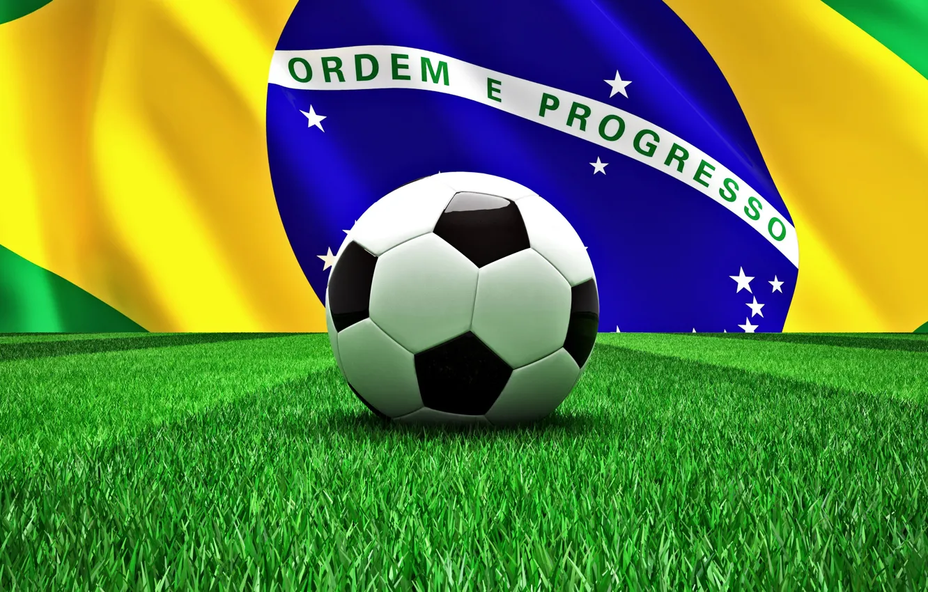 Photo wallpaper football, the ball, Brazil, football, flag, world Cup, World Cup, Brasil