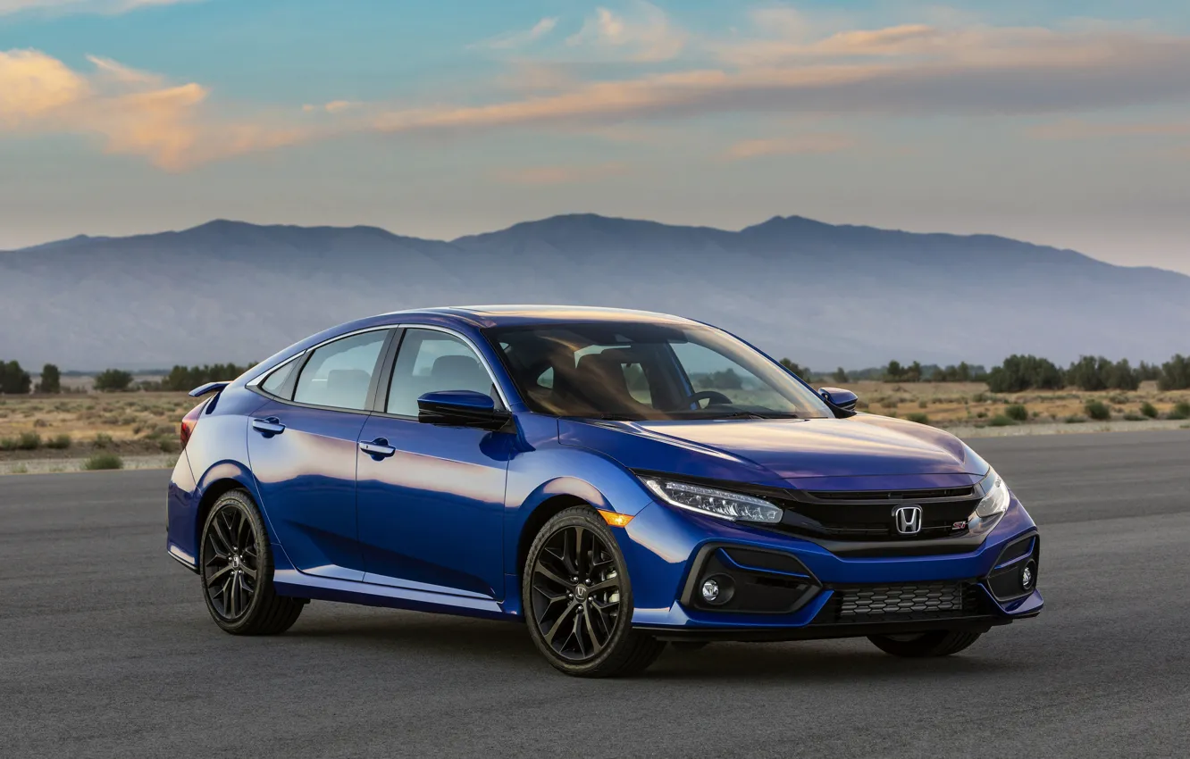 Photo wallpaper mountains, blue, Honda, sedan, Civic, 2020, 2019, You Sedan