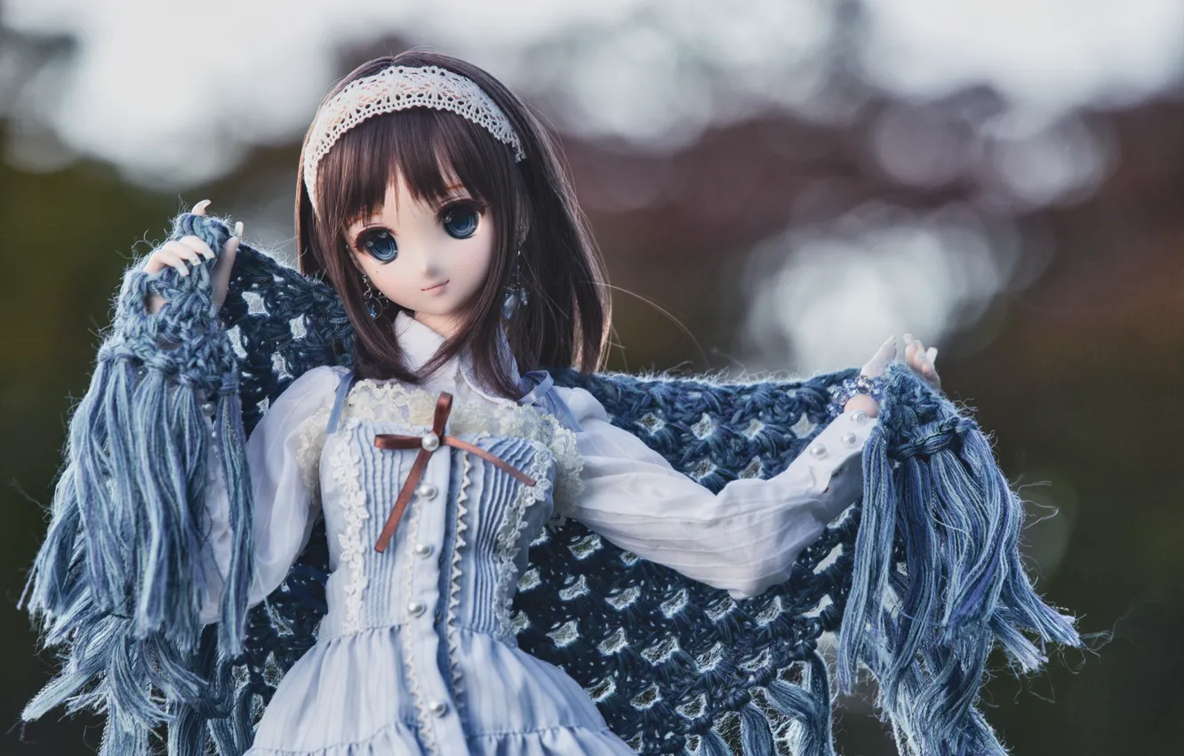 Photo wallpaper girl, doll, shawl