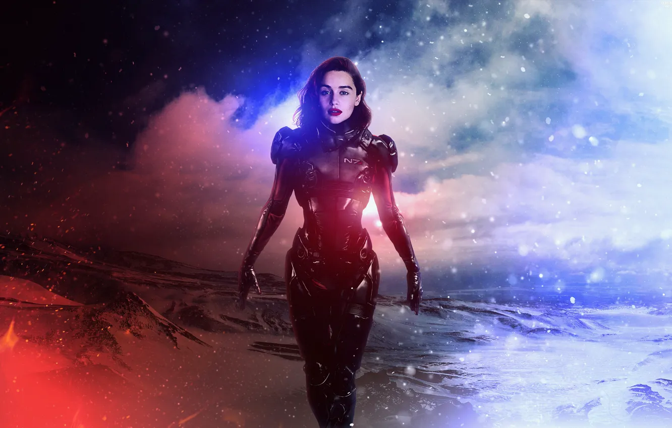 Photo wallpaper girl, makeup, art, hairstyle, costume, Halo, cosplay, Emilia Clarke