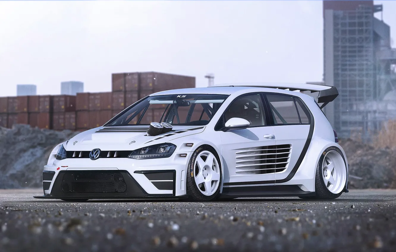 Photo wallpaper Volkswagen, Car, Race, White, Golf, Future, by Khyzyl Saleem, MK7