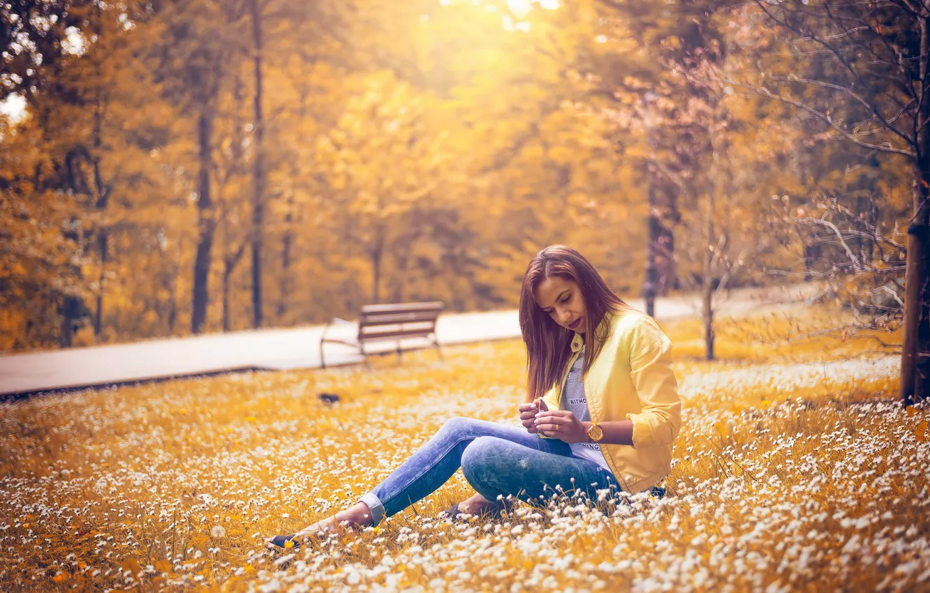 Photo wallpaper girl, the city, Park
