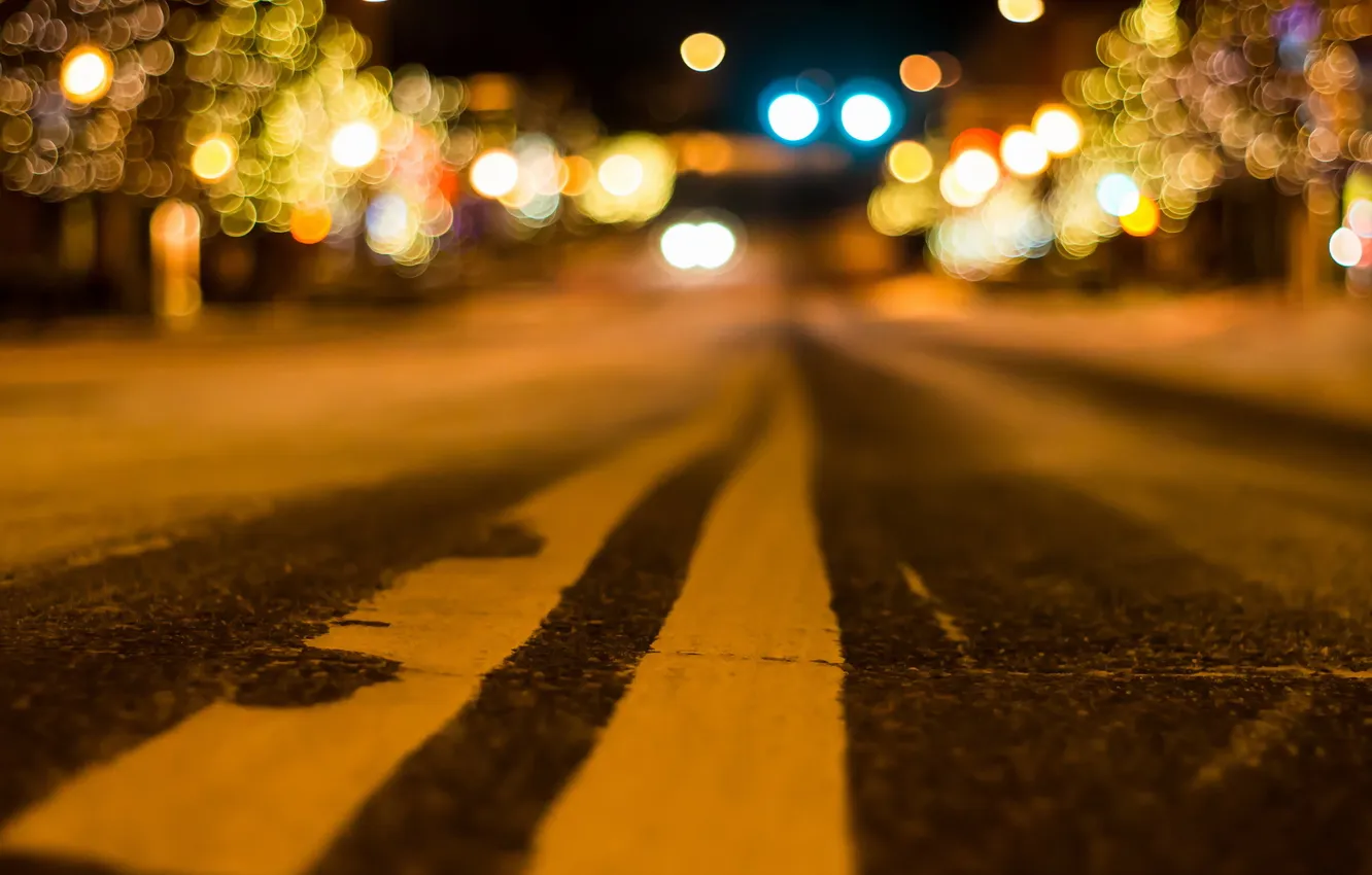 Photo wallpaper night, the city, lights, street