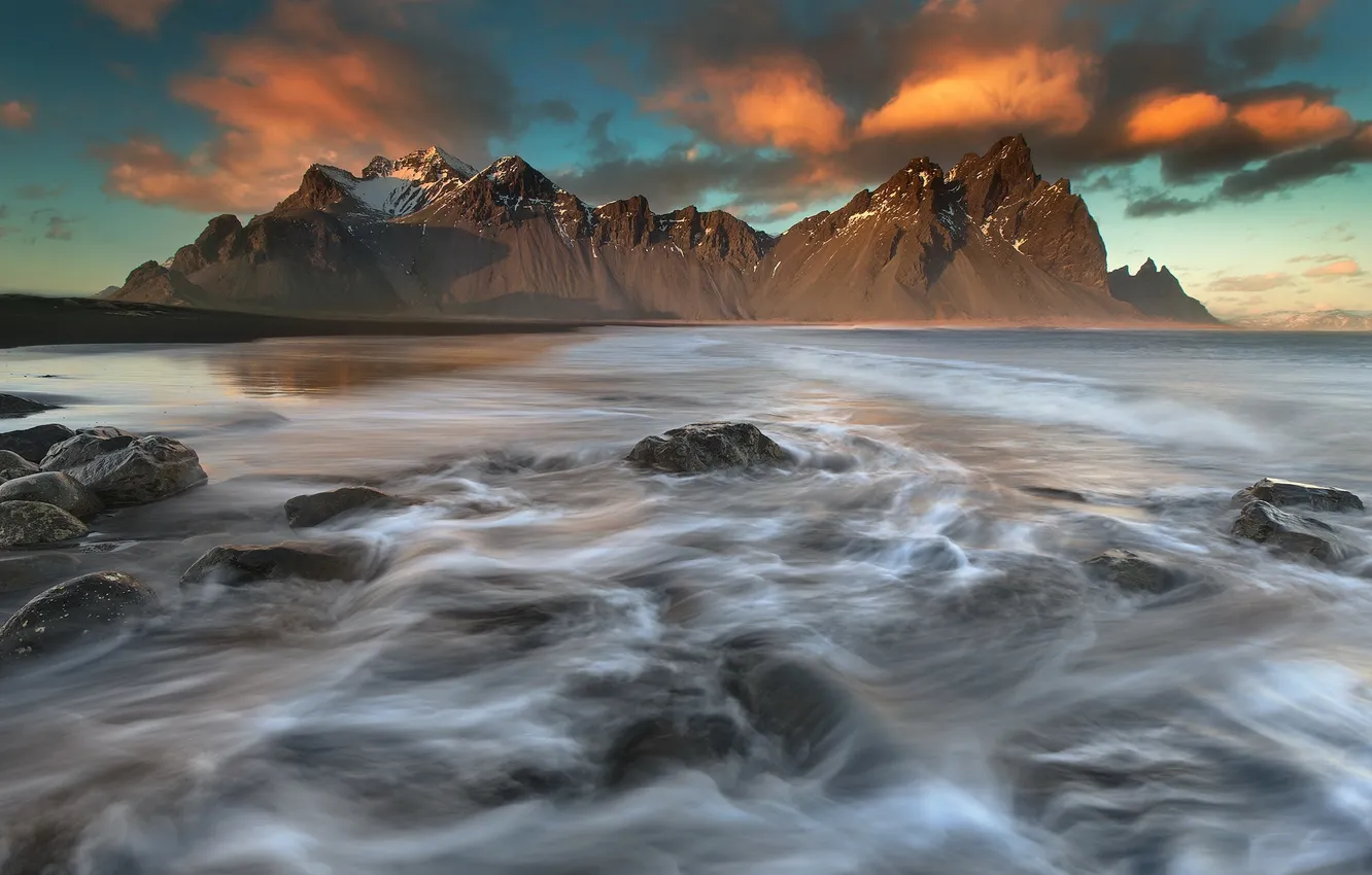 Photo wallpaper sea, landscape, mountains