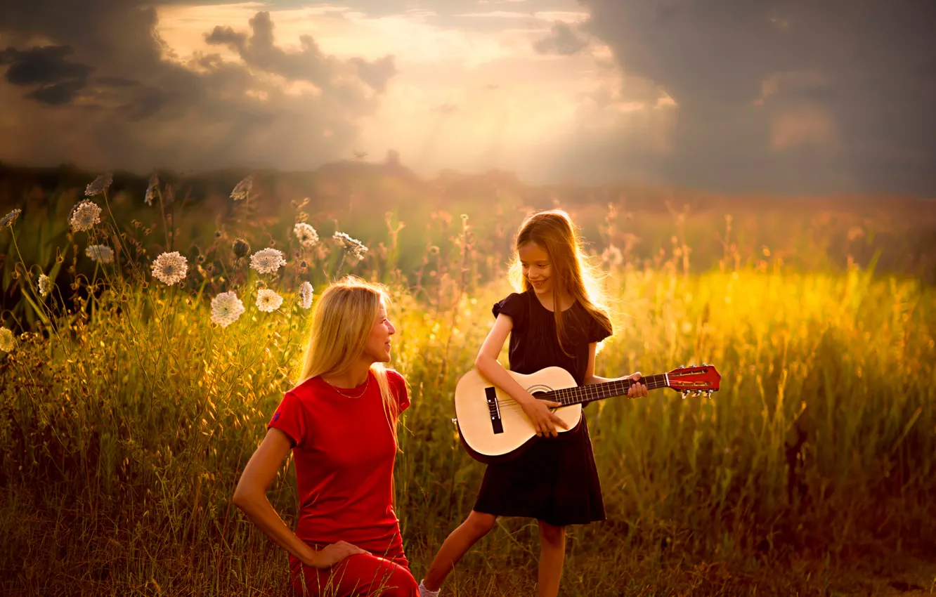 Photo wallpaper guitar, girl, song, Dedicated to you