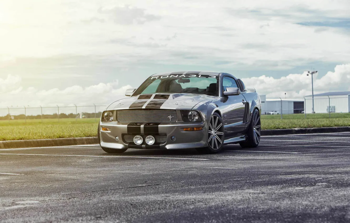 Photo wallpaper Mustang, Ford, muscle car, front, silvery, kit, 550R