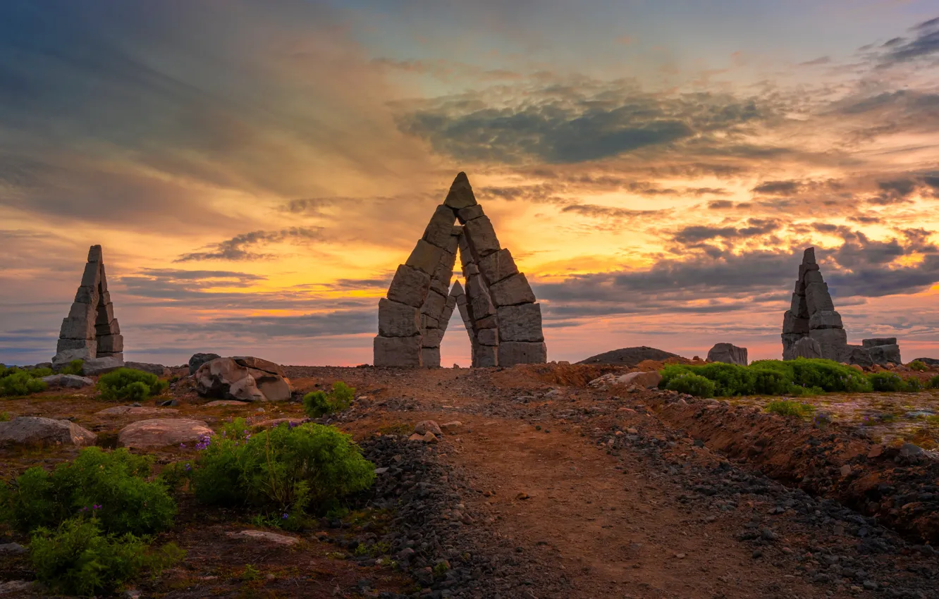 Photo wallpaper clouds, nature, dawn, Iceland, Raufarhöfn