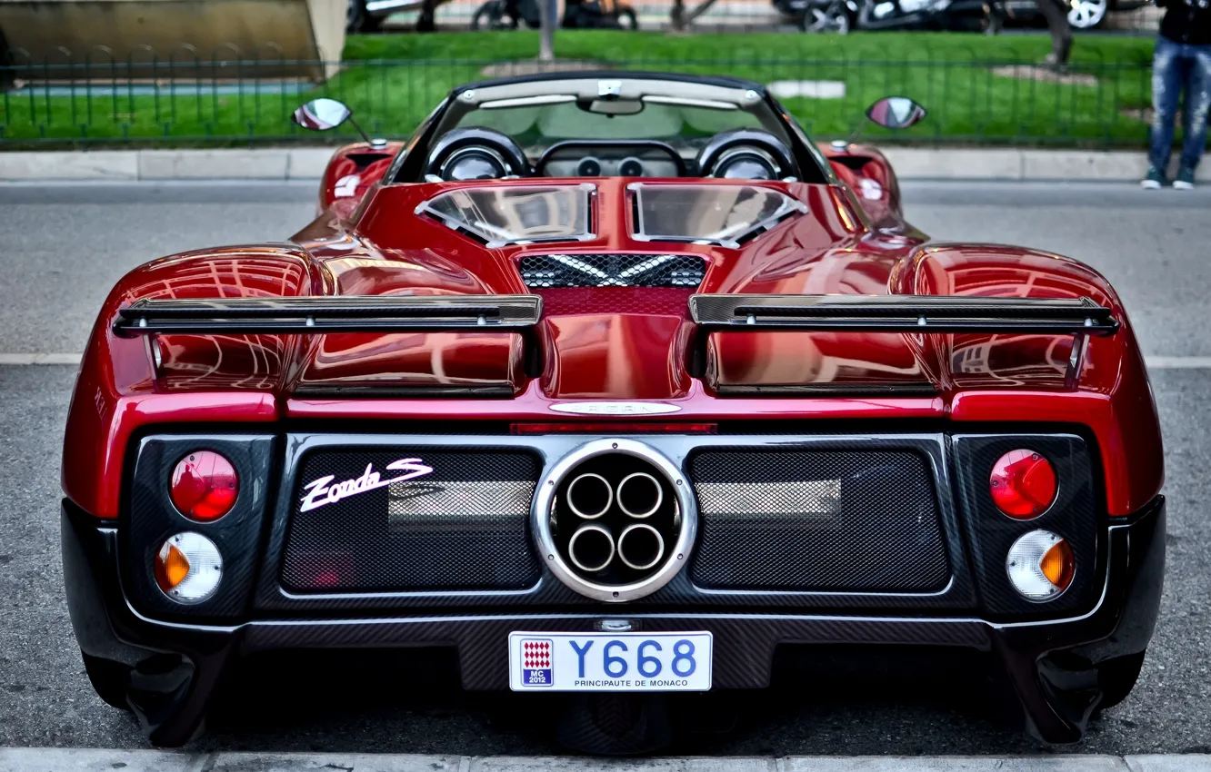 Photo wallpaper red, supercar, red, Pagani, supercar, Monaco, back, monaco