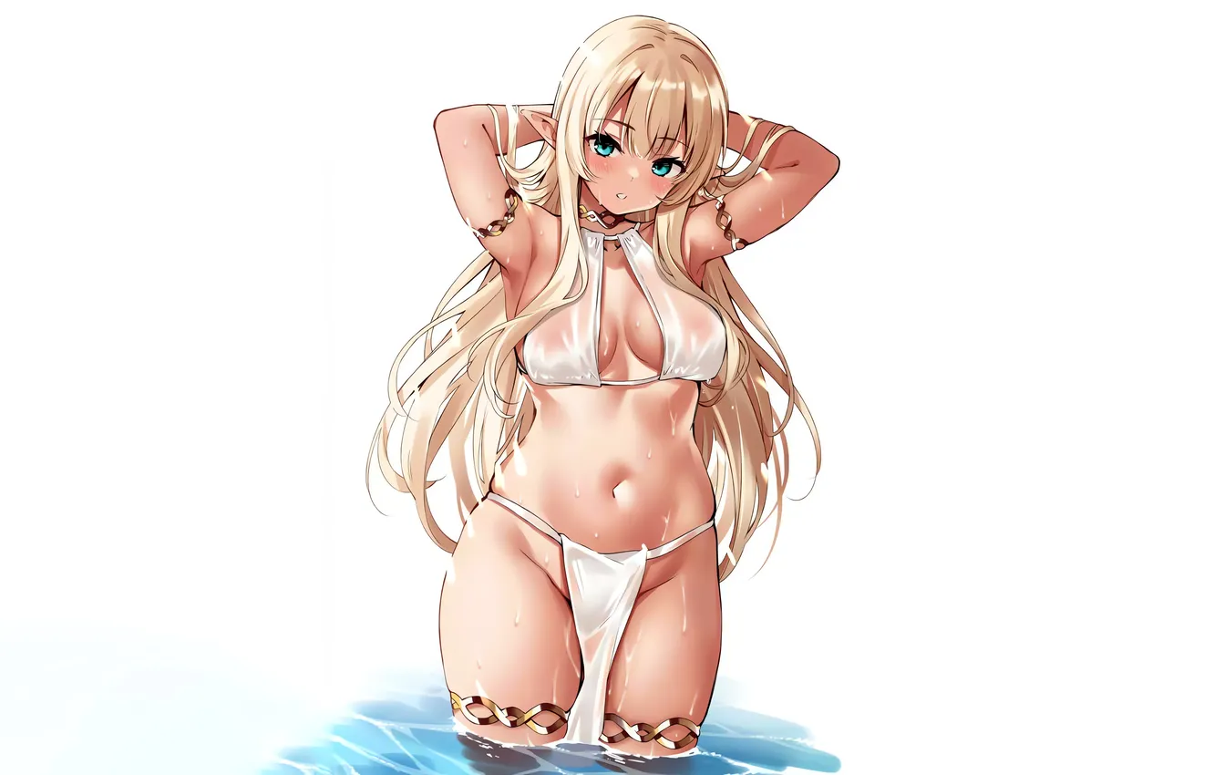 Photo wallpaper girl, sexy, wet, cleavage, green eyes, long hair, boobs, sexy girl