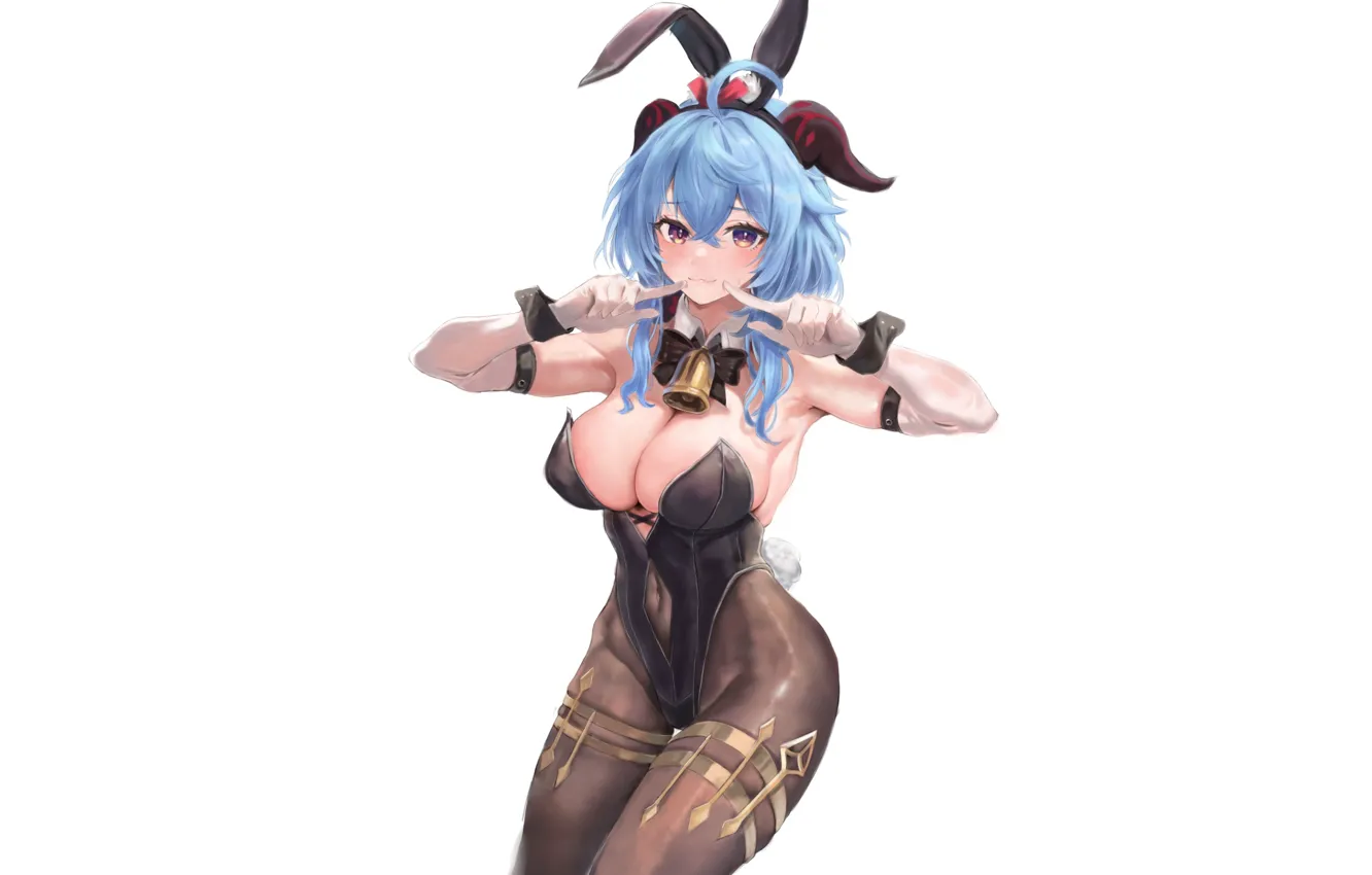 Photo wallpaper girl, hot, sexy, boobs, blue, anime, babe, bunny