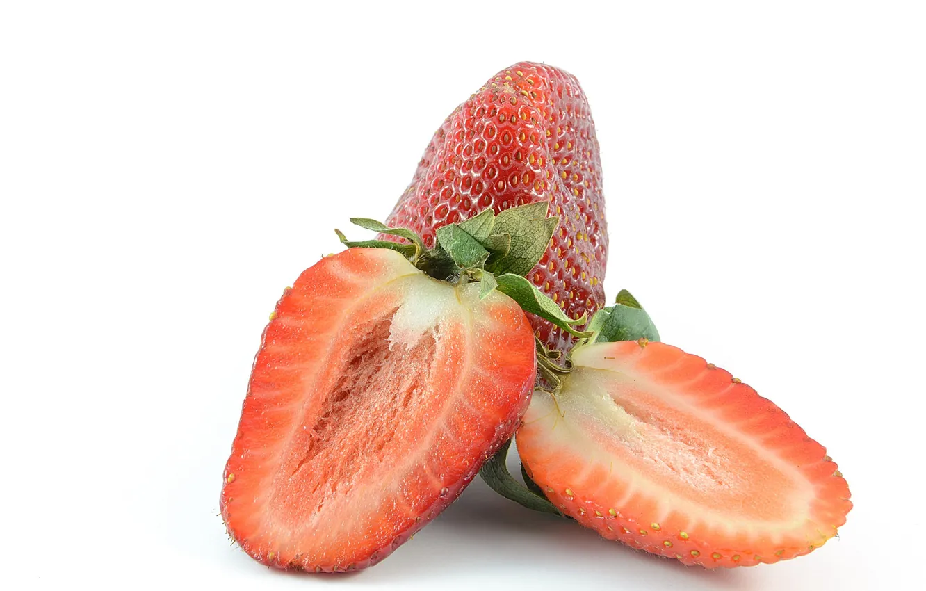 Photo wallpaper berries, strawberry, slices, berries, strawberries, slices