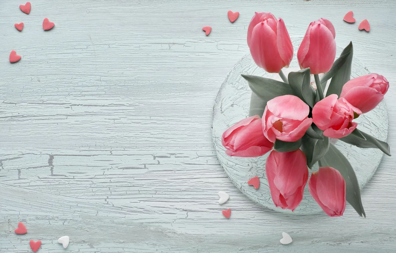 Photo wallpaper bouquet, tulips, pink, Anya Ivanova