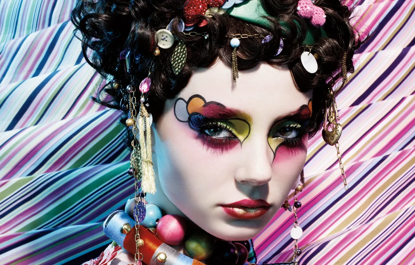 Photo wallpaper girl, decoration, makeup, hairstyle