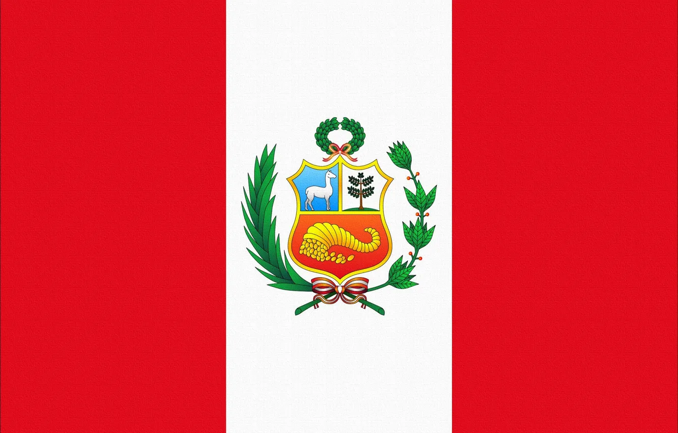Photo wallpaper Red, White, Flag, Coat of arms, Photoshop, Peru, Peru