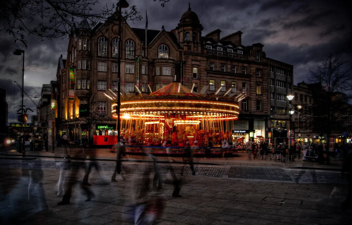 Photo wallpaper the city, people, blur