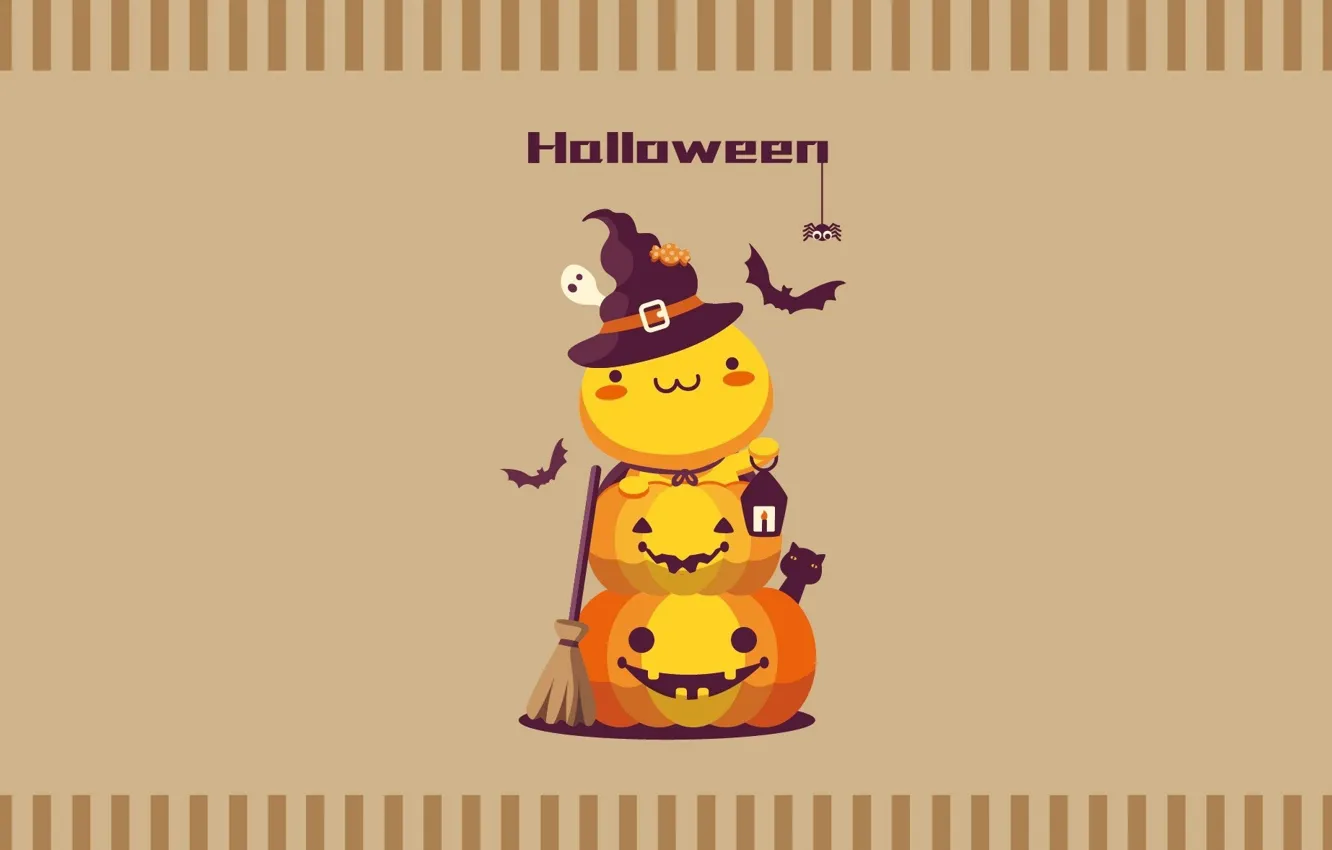 Photo wallpaper holiday, hat, pumpkin, Halloween