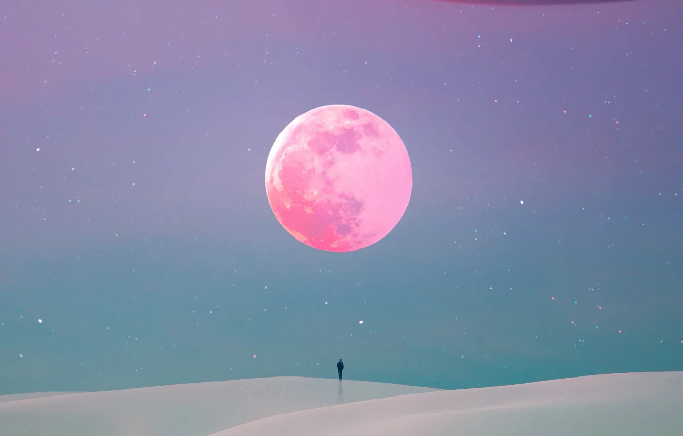 Photo wallpaper stars, the moon, desert, dunes, moon, desert, stars, dunes