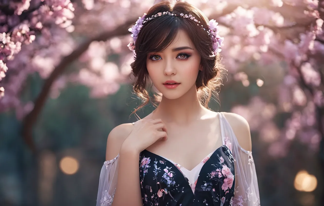 Photo wallpaper girl, face, AI Art