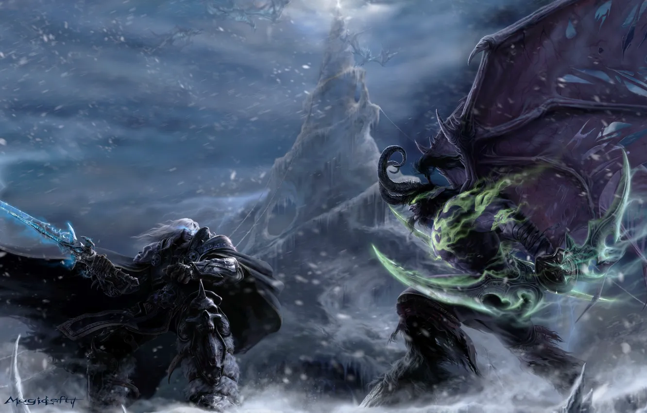 Photo wallpaper demon, Illidan, Night Elf, warcraft, arthas, Arthas Menethil, illidan stormrage