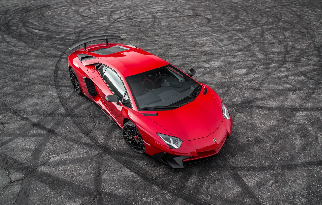 Photo wallpaper Red, Aventador, Asphalt