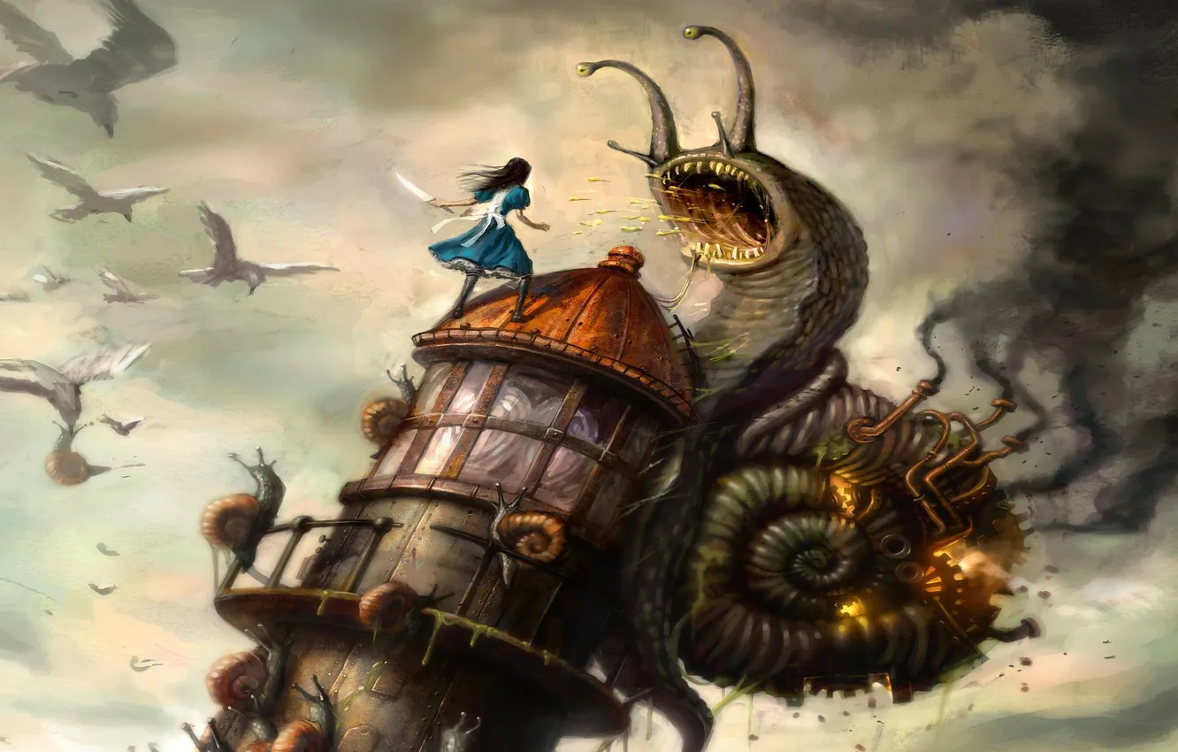 Photo wallpaper home, snail, Alice, knife, Alice, Madness Return