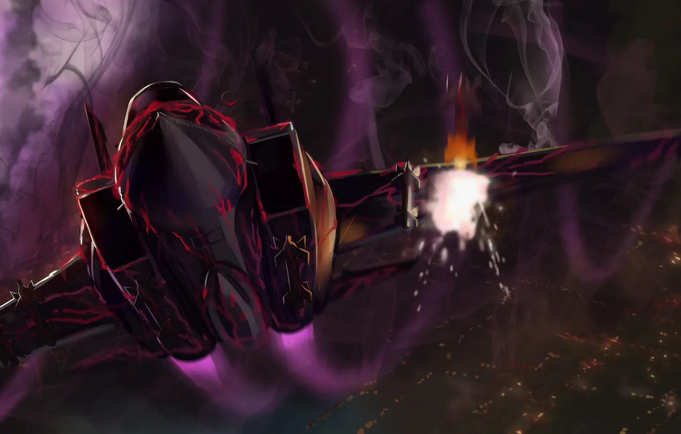 Photo wallpaper the sky, night, the city, lights, art, the plane, Fate Stay Night, fate zero