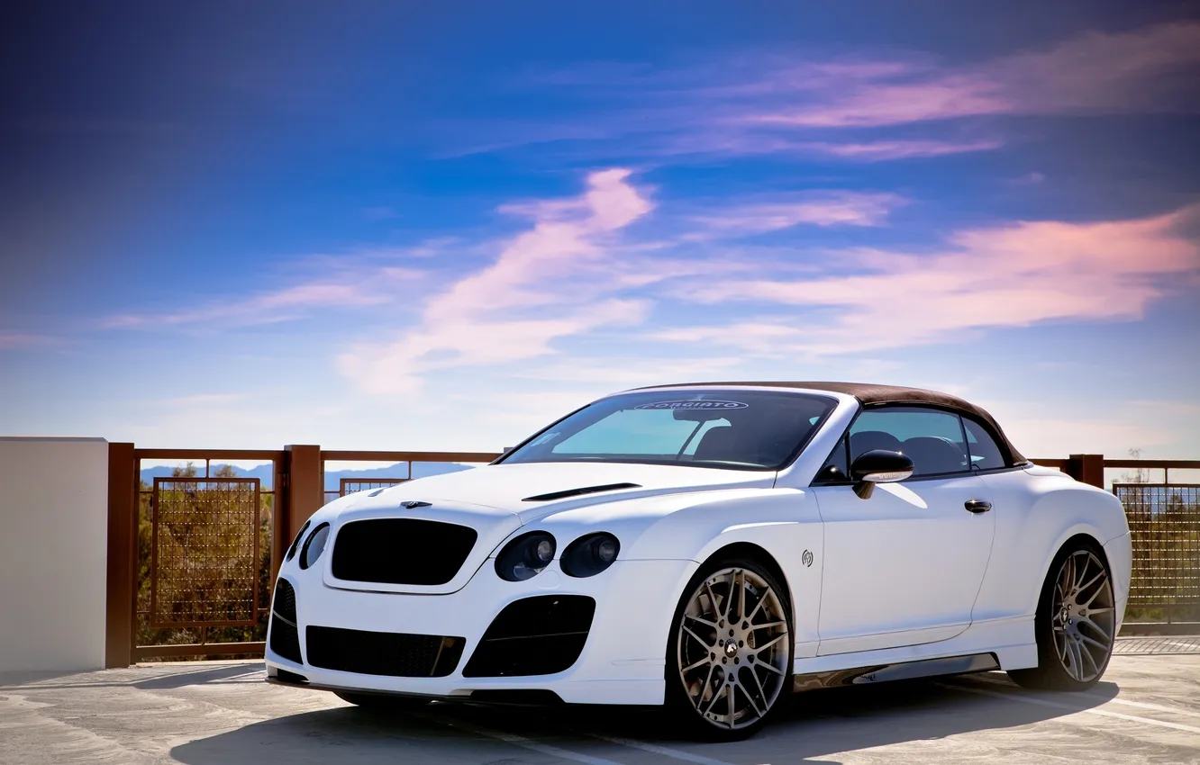 Photo wallpaper machine, auto, the sky, tuning, the fence, Bentley