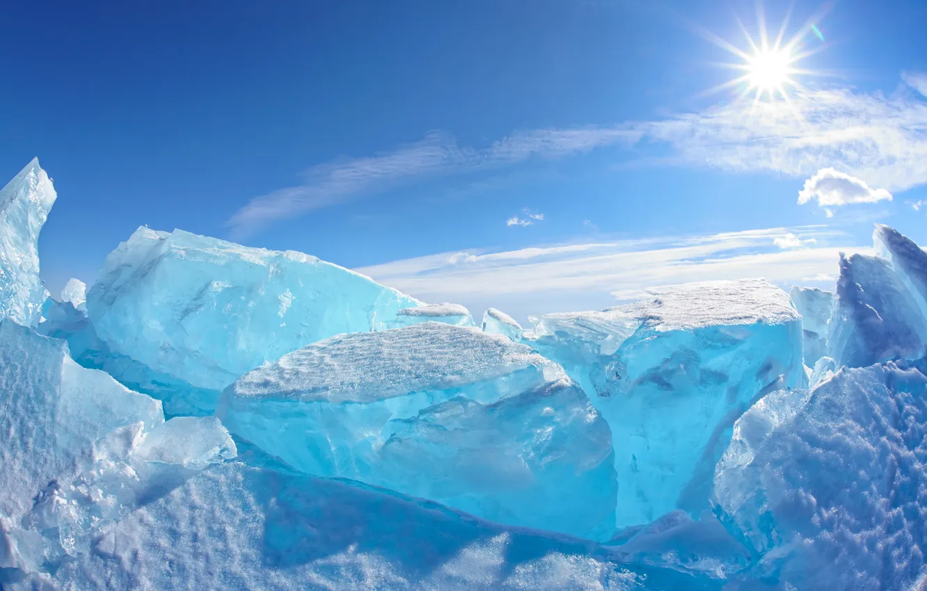 Photo wallpaper ice, iceberg, ice, North, winter, snow, sun, north