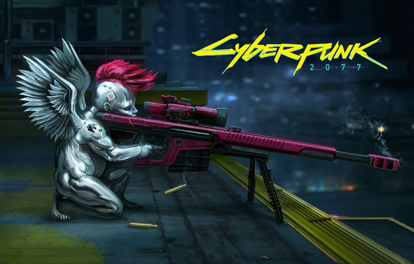 Photo wallpaper the game, humor, game, Valentine's day, Cyberpunk 2077, humor, automatic weapons, Valentine Day
