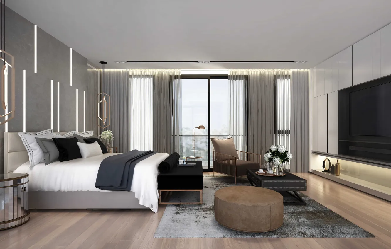 Photo wallpaper design, style, room, interior, bedroom
