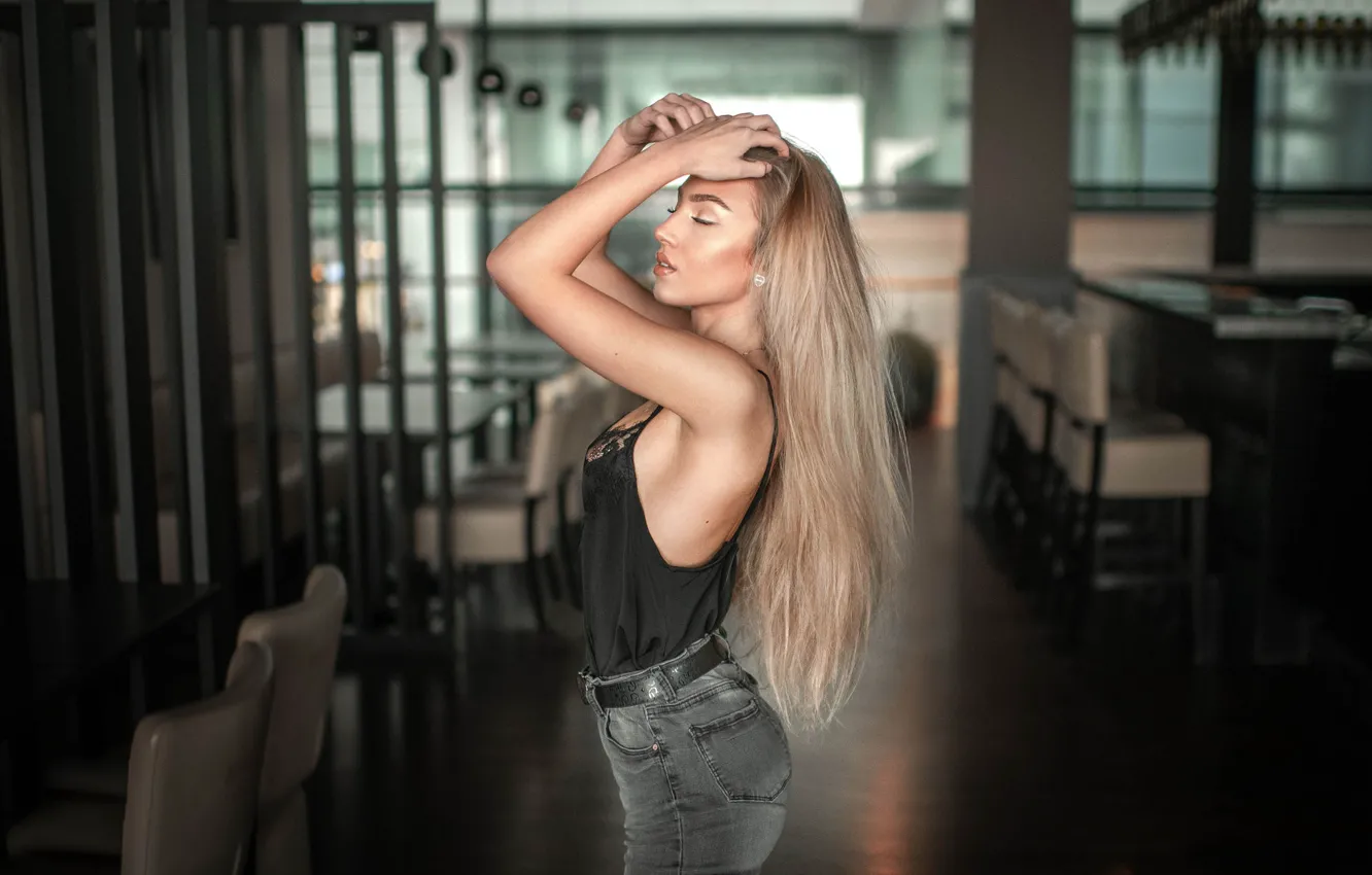 Photo wallpaper girl, pose, model, hair, figure, blonde, beauty, Jiri Tulach