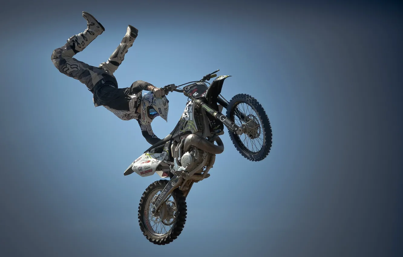 Photo wallpaper the sky, jump, sport, motorcycle
