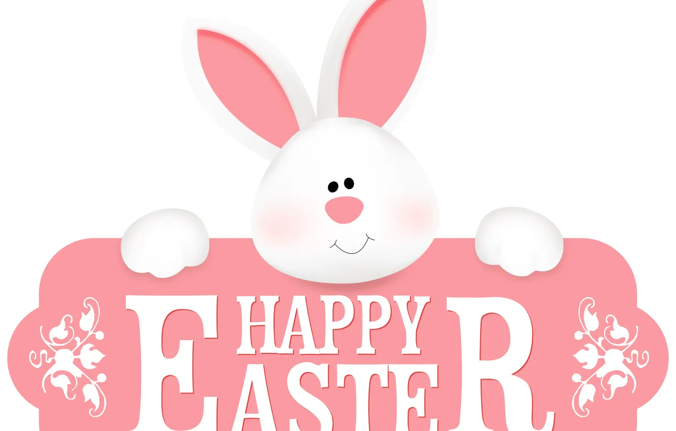Photo wallpaper rabbit, Easter, white background