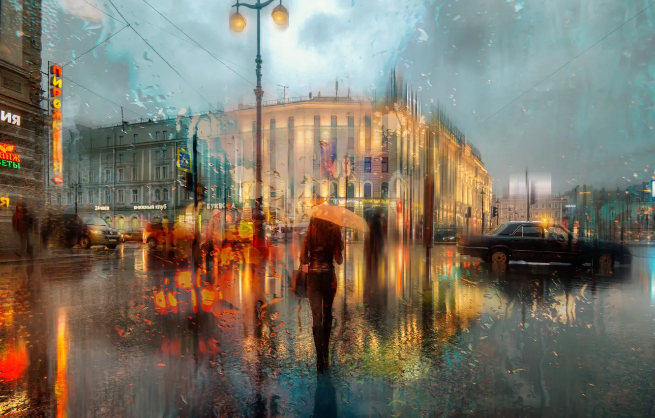 Photo wallpaper rain, overcast, Saint Petersburg