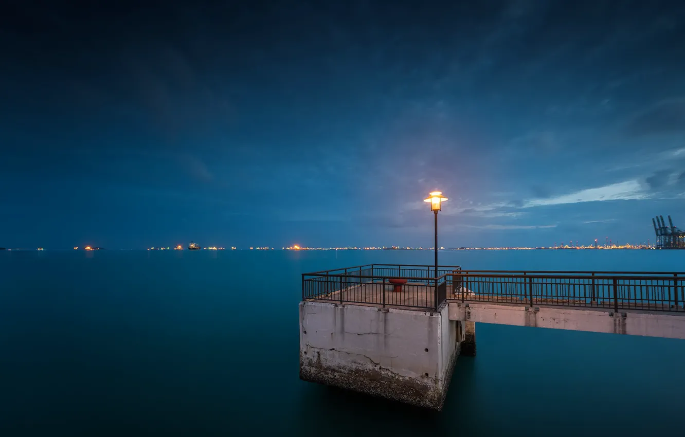 Photo wallpaper night, shore, Singapore